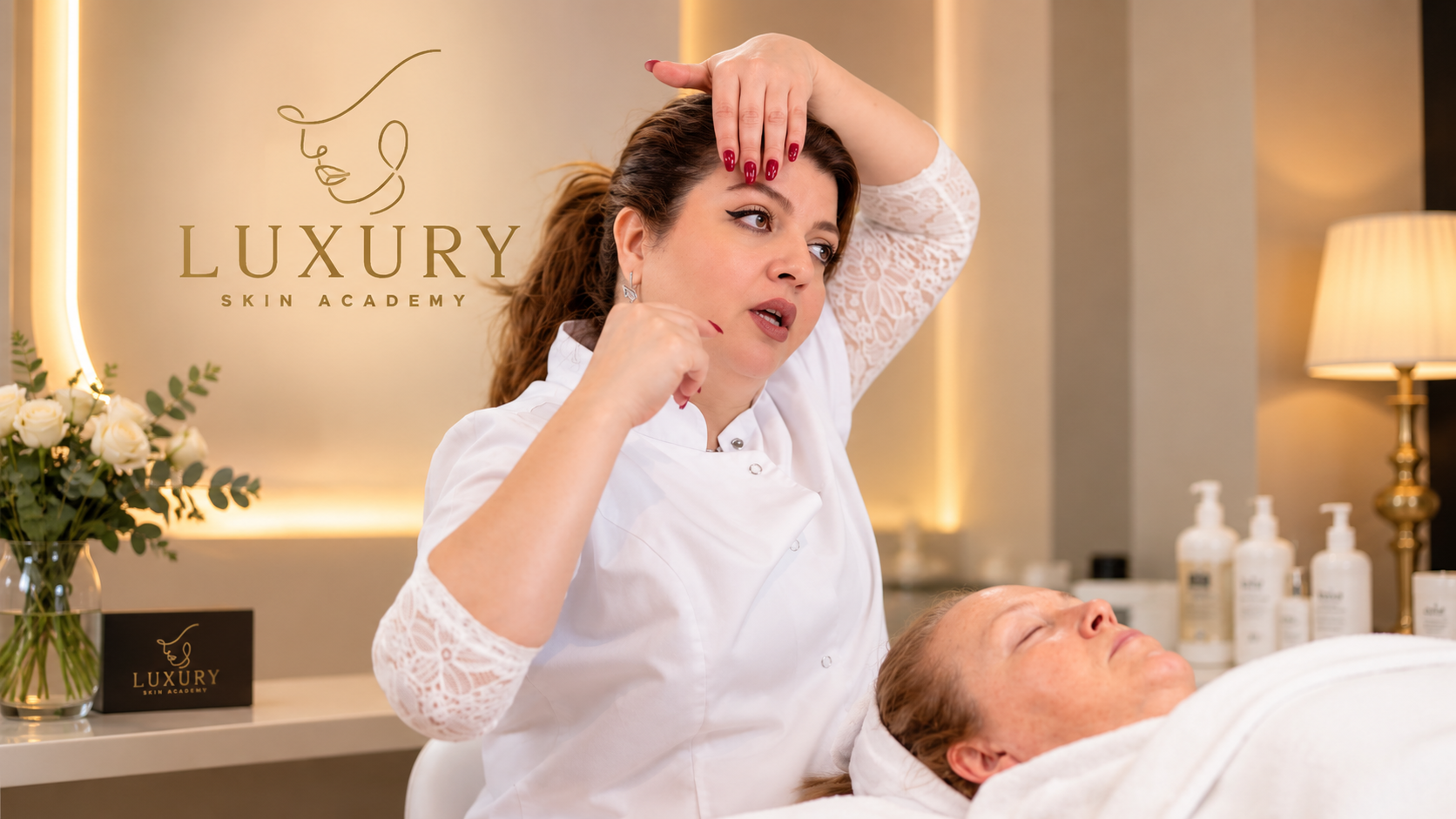 Luxe huidverzorgingsdemonstratie in spa-academie Luxe huidverzorgingsdemonstratie in spa-academie
